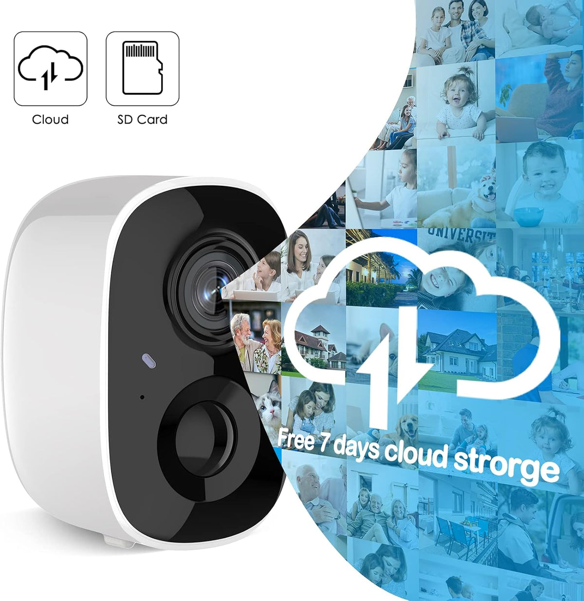 Wireless Outdoor Security Camera with Spotlight, 1080P Battery Powered WiFi Surveillance Cameras, Night Vision, Motion Detection, 2-Way-Talk, IP65 Weatherproof G8758