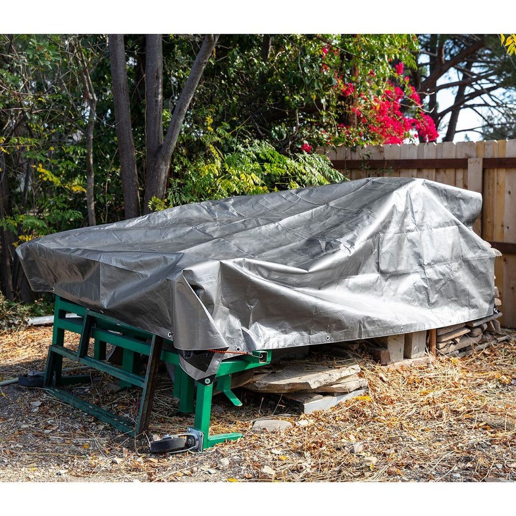 8 ft. x 10 ft. Silver and Black Weather-Resistant Tarp S63707