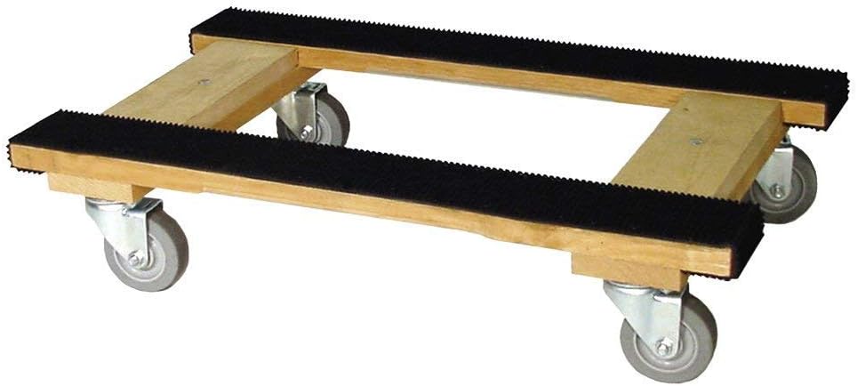 Heavy Duty American Oak Furniture Dolly 4 Wheels with Full Length Rubber Tread Dual Rail 18 X 30 with 4 Inch CASTERS B881492
