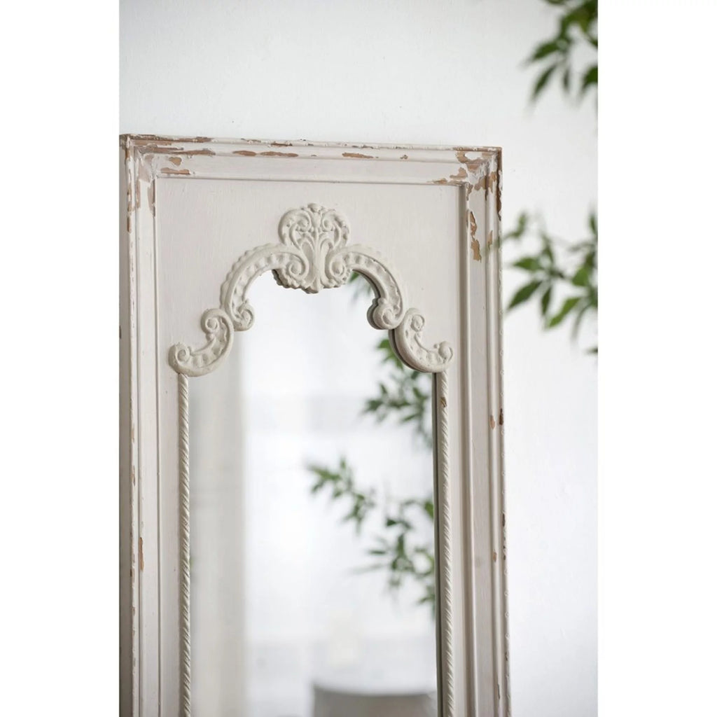 White Antique Style Large Rectangular Wall Mirror P258