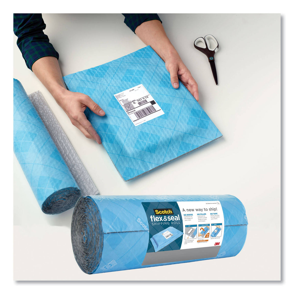 Blue/Gray Flex and Seal Shipping Roll T234552