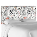 Nail Button Headboard in Winter Botanical (Red - Twin) C6021