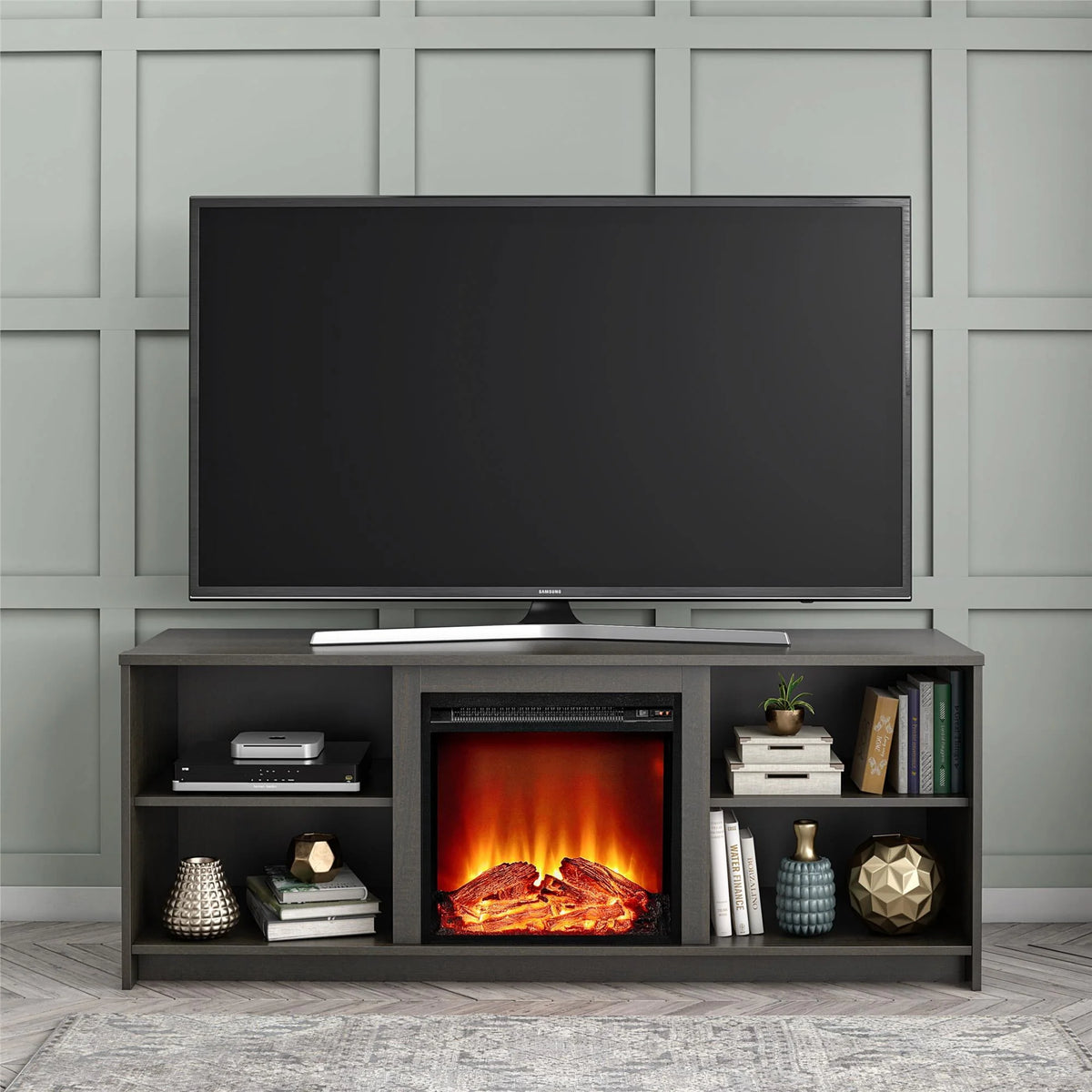 Black Oak Fireplace TV Stand R630111