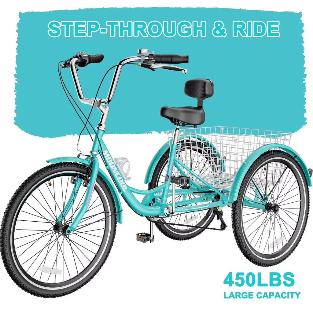26 Adult Tricycle 7 Speed 450lbs Capacity with Shopping Basket P668427