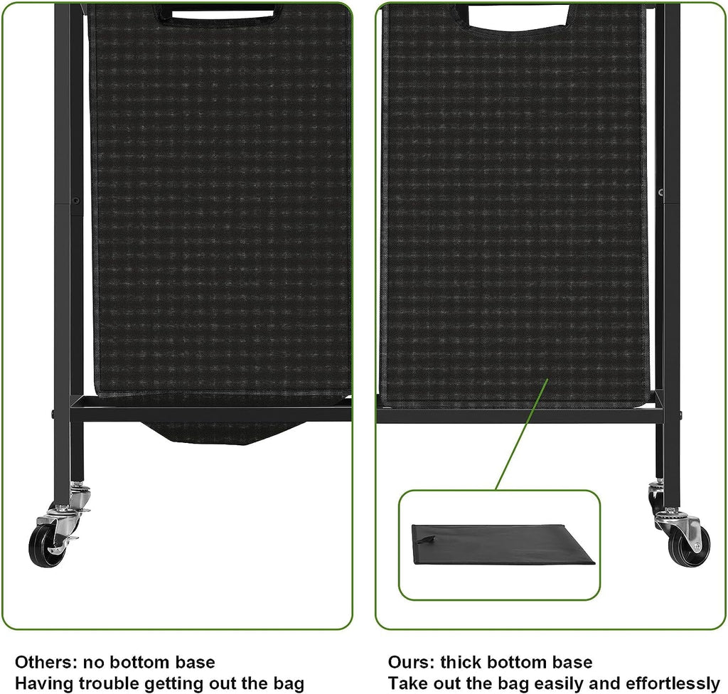 Black Double Laundry Hamper with Removable Bag and Shelf L8662