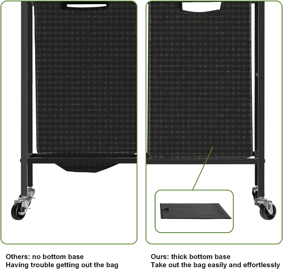 Black Double Laundry Hamper with Removable Bag and Shelf L8662