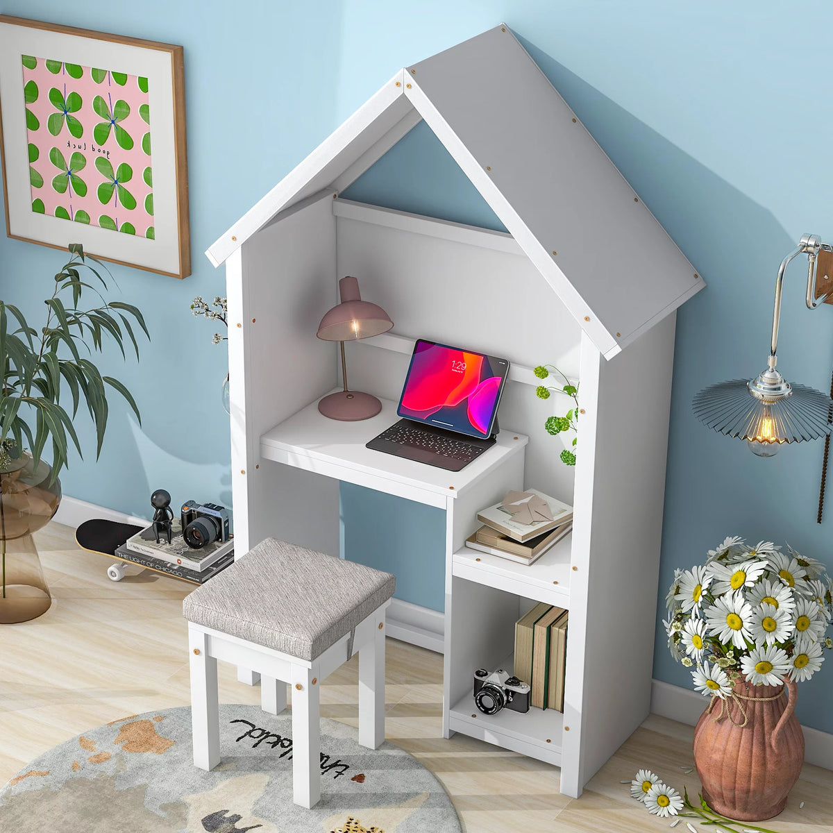 White House-Shaped Desk with Stool F209761
