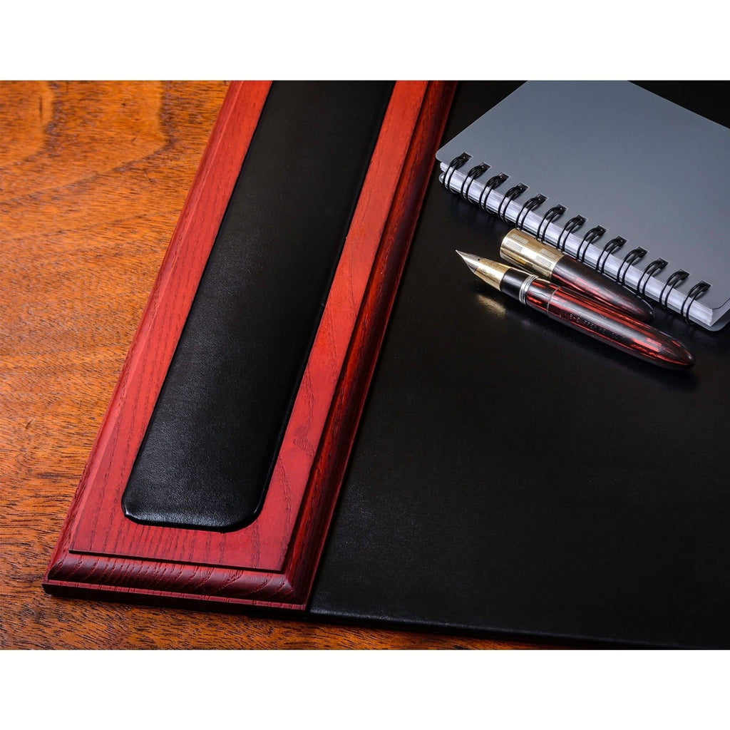 Wood & Leather Desk Pad with Side Rails U281868