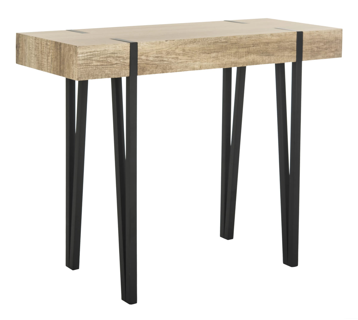 Brown Mid-Century Wood Top Console Table Q39596