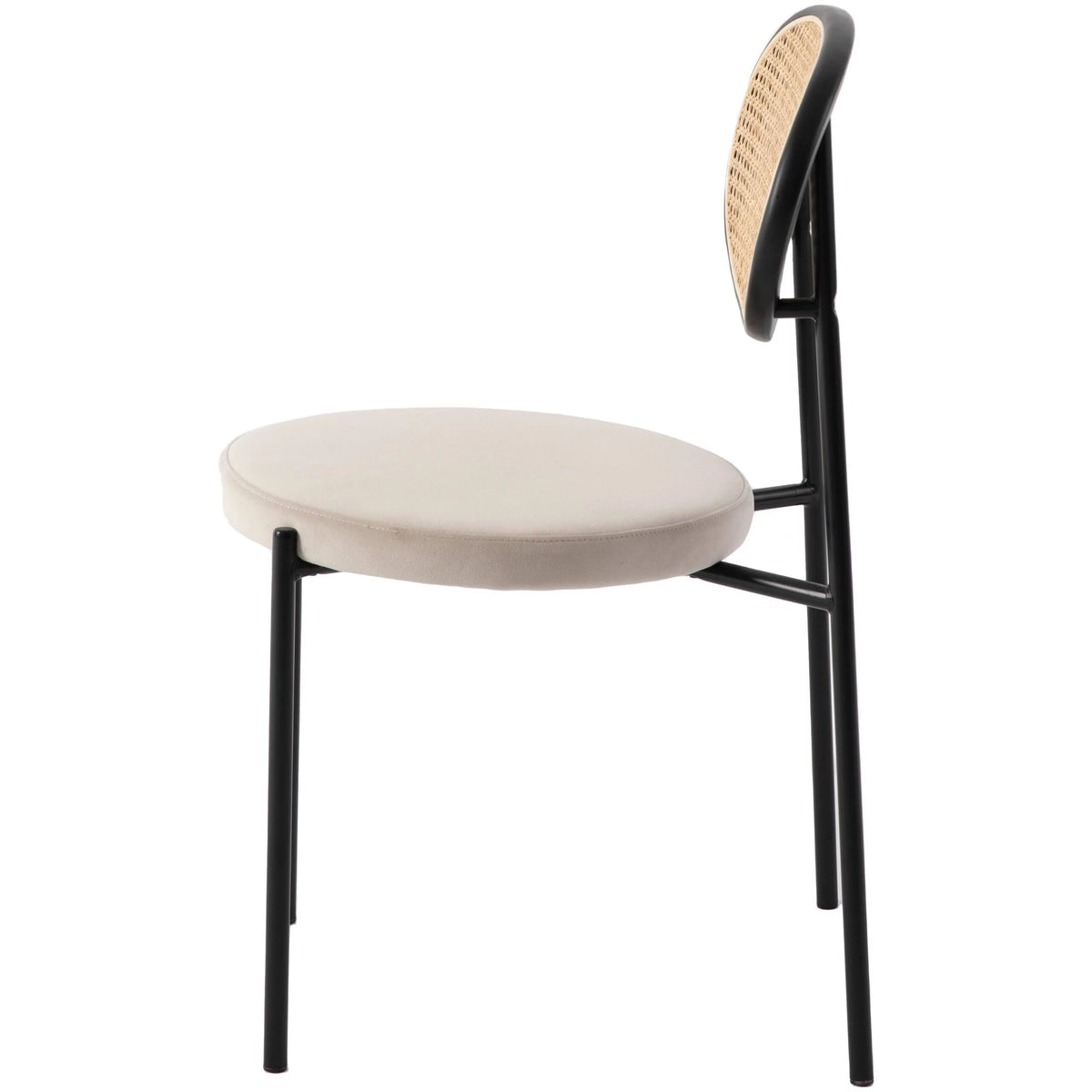 Beige Wicker Dining Chair with Steel Frame J592593