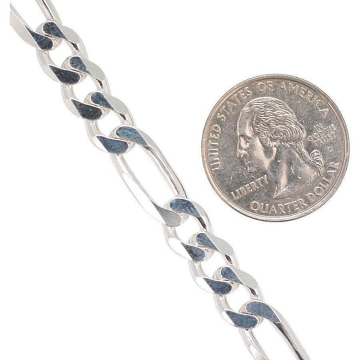 Solid .925 Sterling Silver Figaro Bracelet Chain B70788