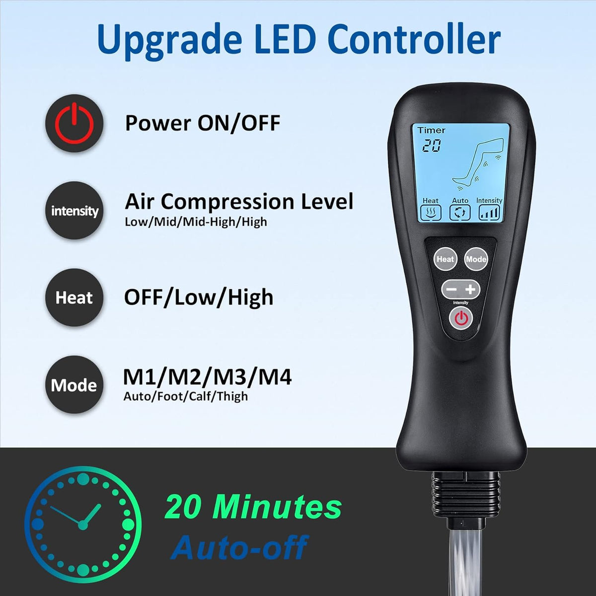 Leg Massager with Heat, Air Compression, Adjustable Wraps, 4 Massage Modes K39472