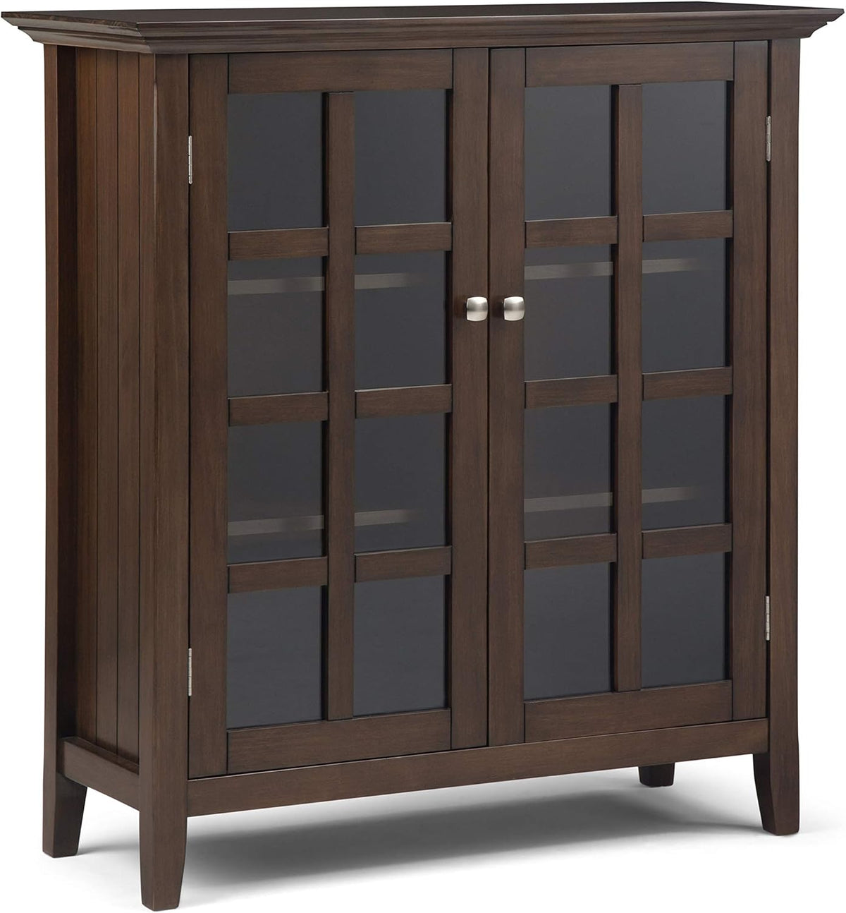 Solid Wood 39 inch Wide Storage Cabinet in Black with 2 Tempered Glass Doors and 4 Adjustable Shelves B260858