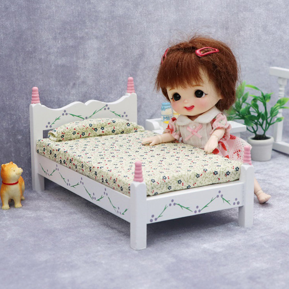 Painted Flower Single Bed Mini Doll Furniture 18 Inch I96437