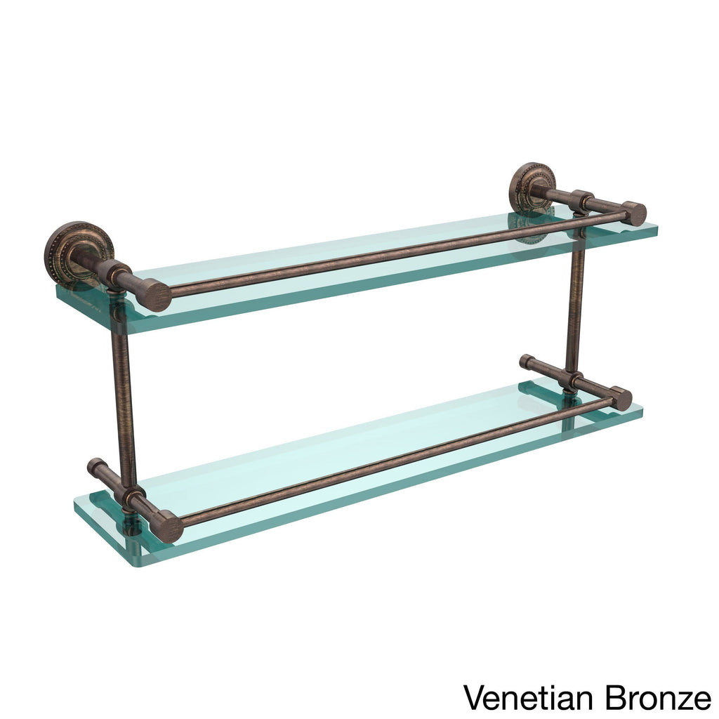 Double Glass Shelf with Gallery Rail - Venetian Bronze - 22 inch G957