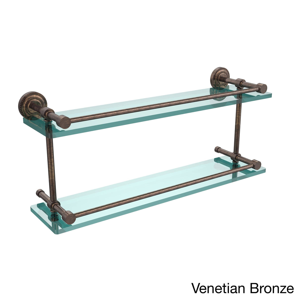 Double Glass Shelf with Gallery Rail - Venetian Bronze - 22 inch G957