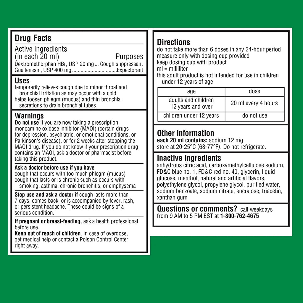 Maximum Strength Cough + Chest Congestion DM Raspberry Flavor H4133