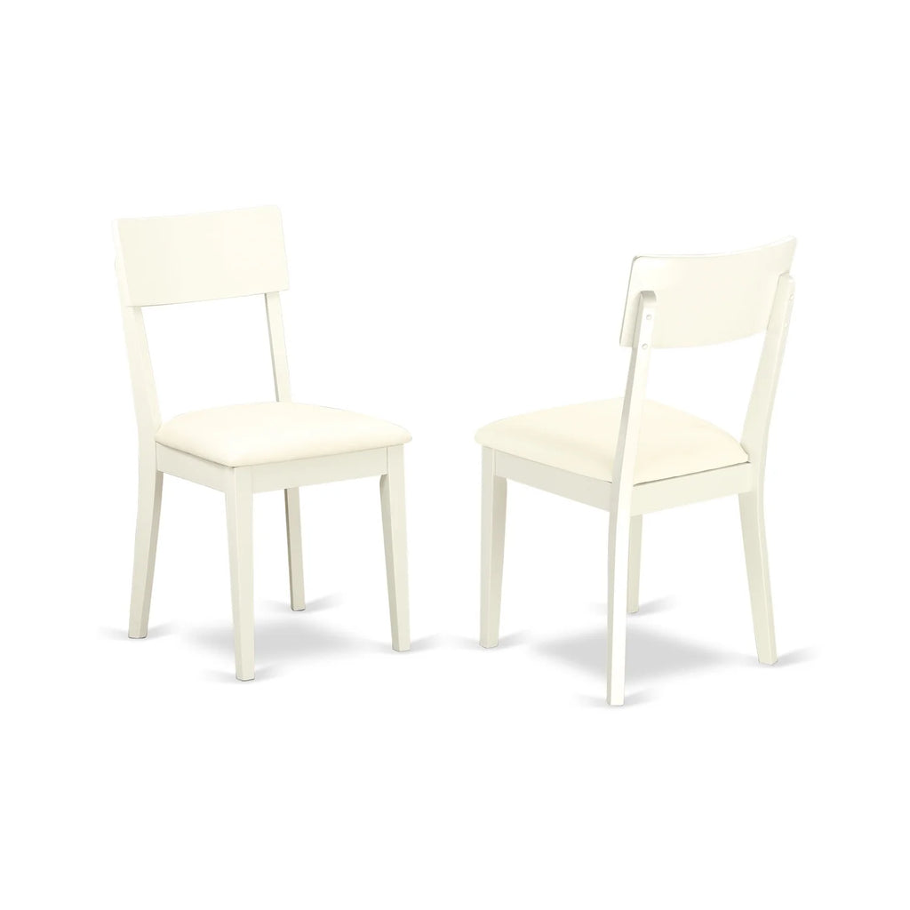7 Pc Dining Set with Faux Leather Chairs in Linen White Y6133