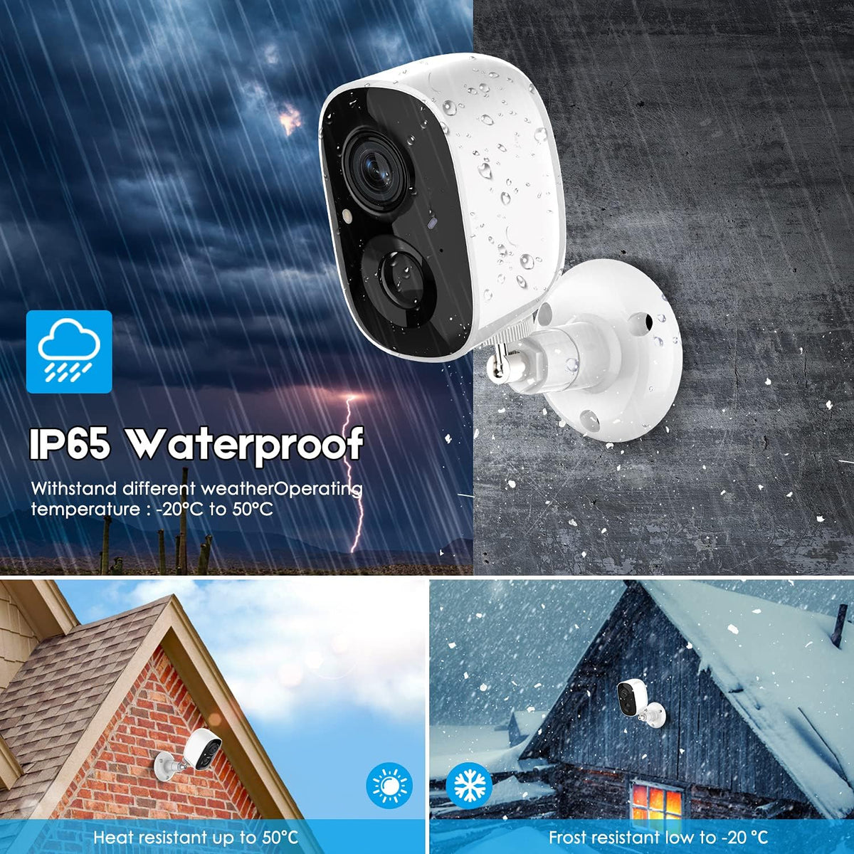 Wireless Outdoor Security Camera with Spotlight, 1080P Battery Powered WiFi Surveillance Cameras, Night Vision, Motion Detection, 2-Way-Talk, IP65 Weatherproof G8758