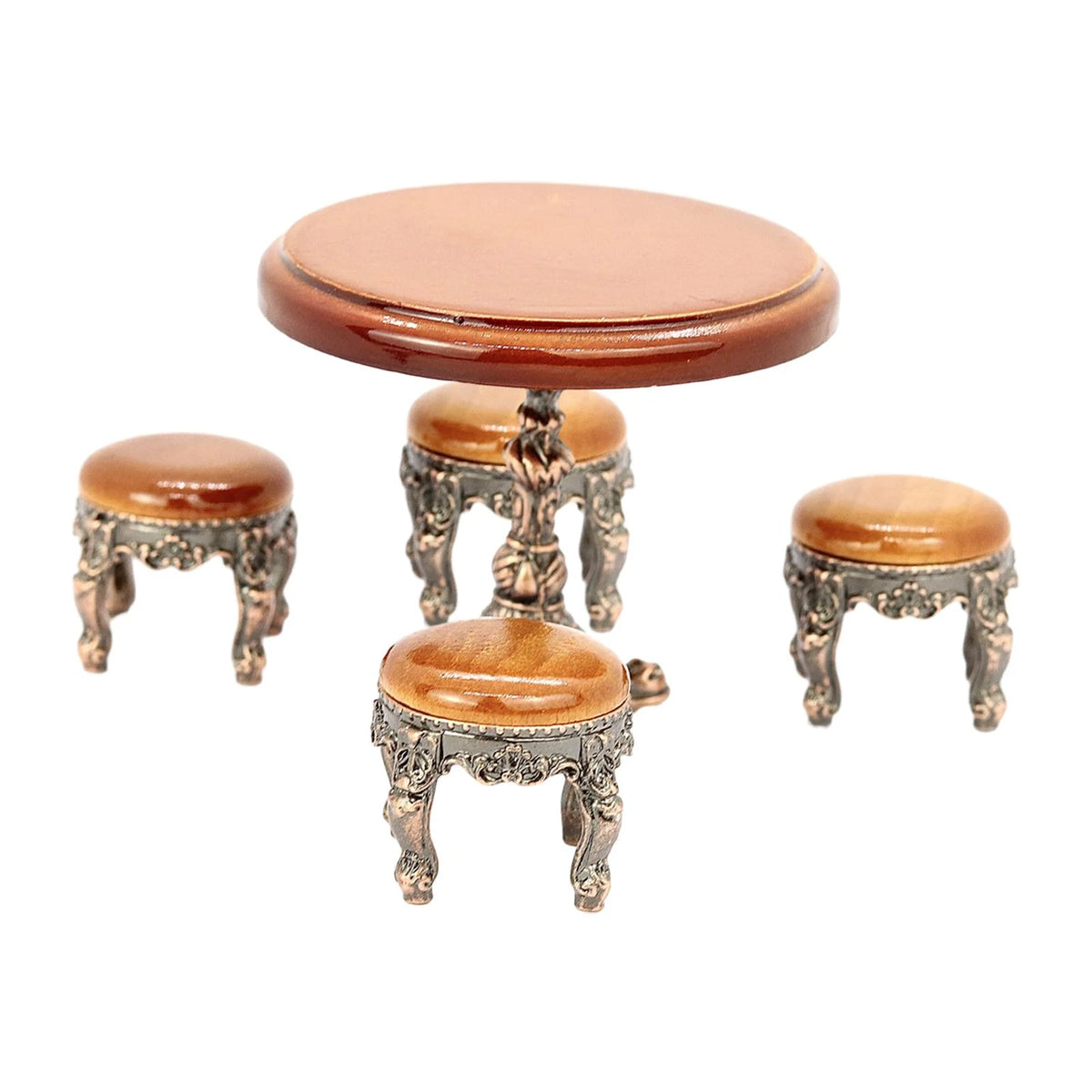 1/12 Dollhouse Round Table with 4 Chairs Dollhouse Furniture V2669