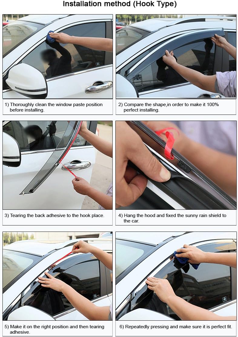 Car Window Visor Vent Shade Deflector Sun/Rain Guards E6119