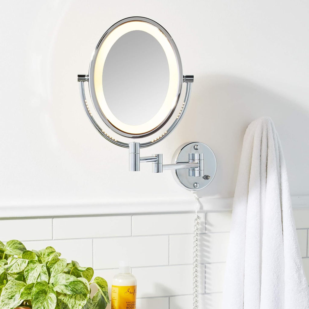 Chrome 5X-1X Magnification Oval Lighted Wall Mount Mirror G981