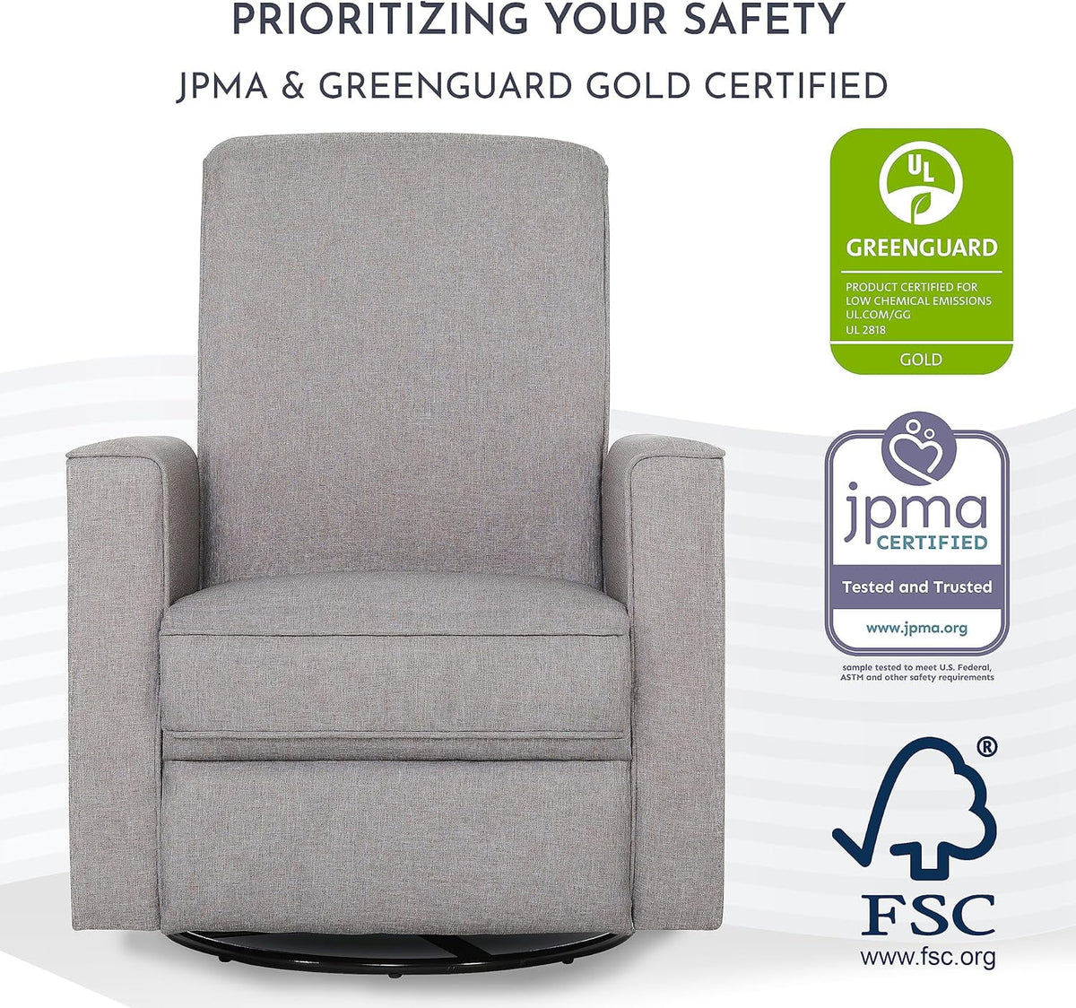 Light Grey Polyester Glider Recliner E743677