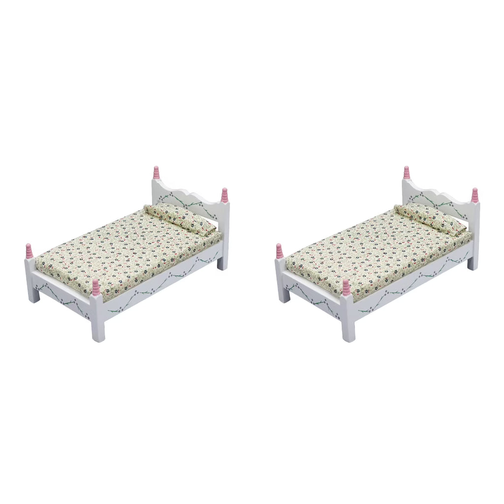 Painted Flower Single Bed Mini Doll Furniture 18 Inch I96437