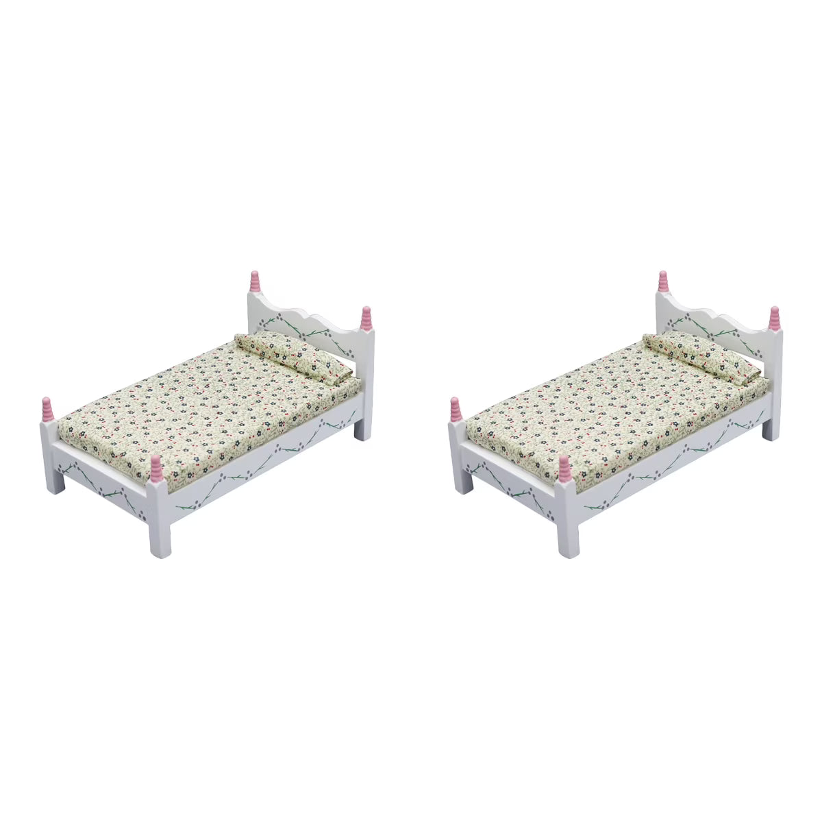 Painted Flower Single Bed Mini Doll Furniture 18 Inch I96437