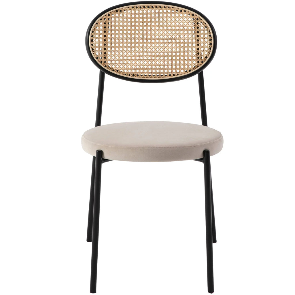 Beige Wicker Dining Chair with Steel Frame J592593