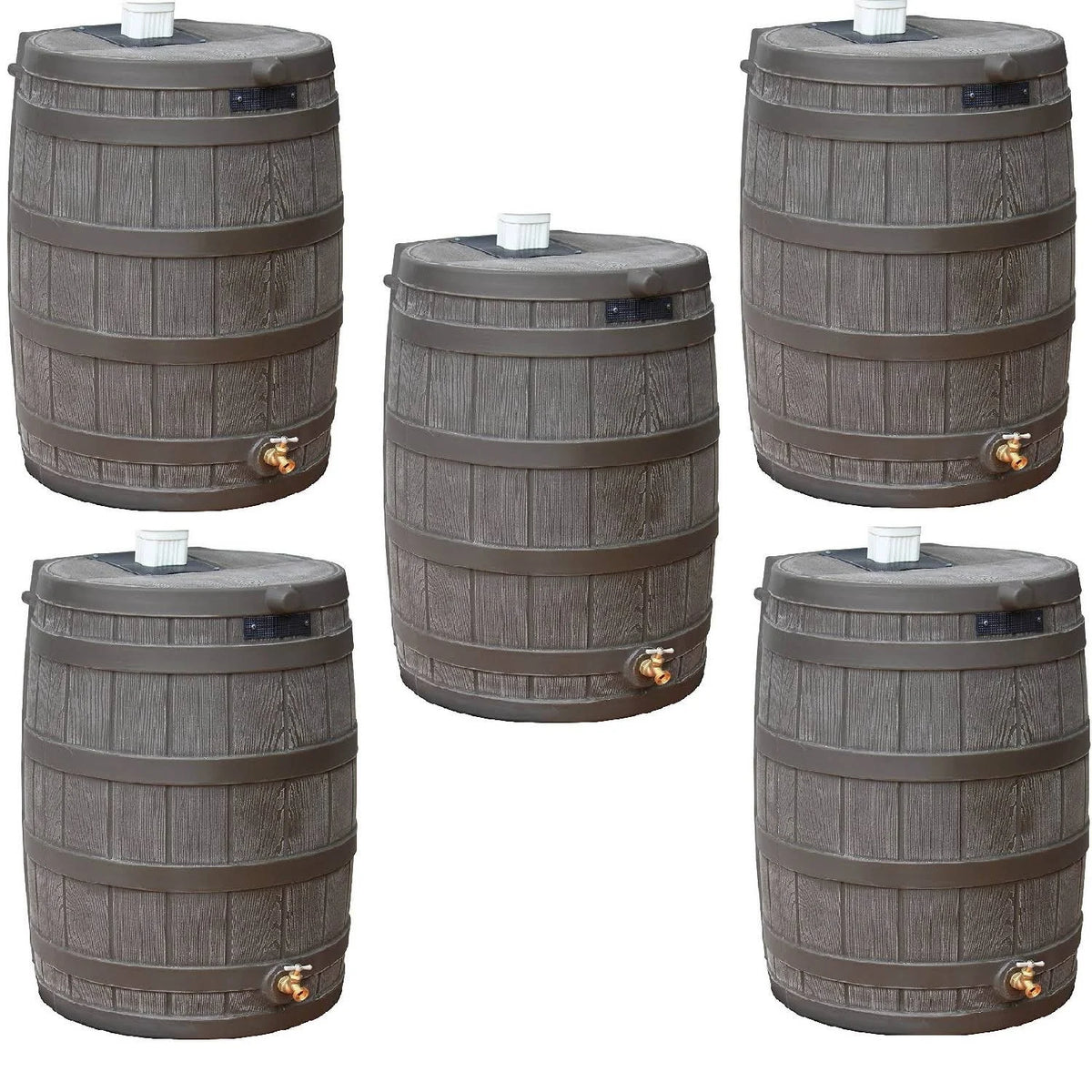 50 Gallon Plastic Rain Barrel with Brass Spigot (5 Pack) A46107