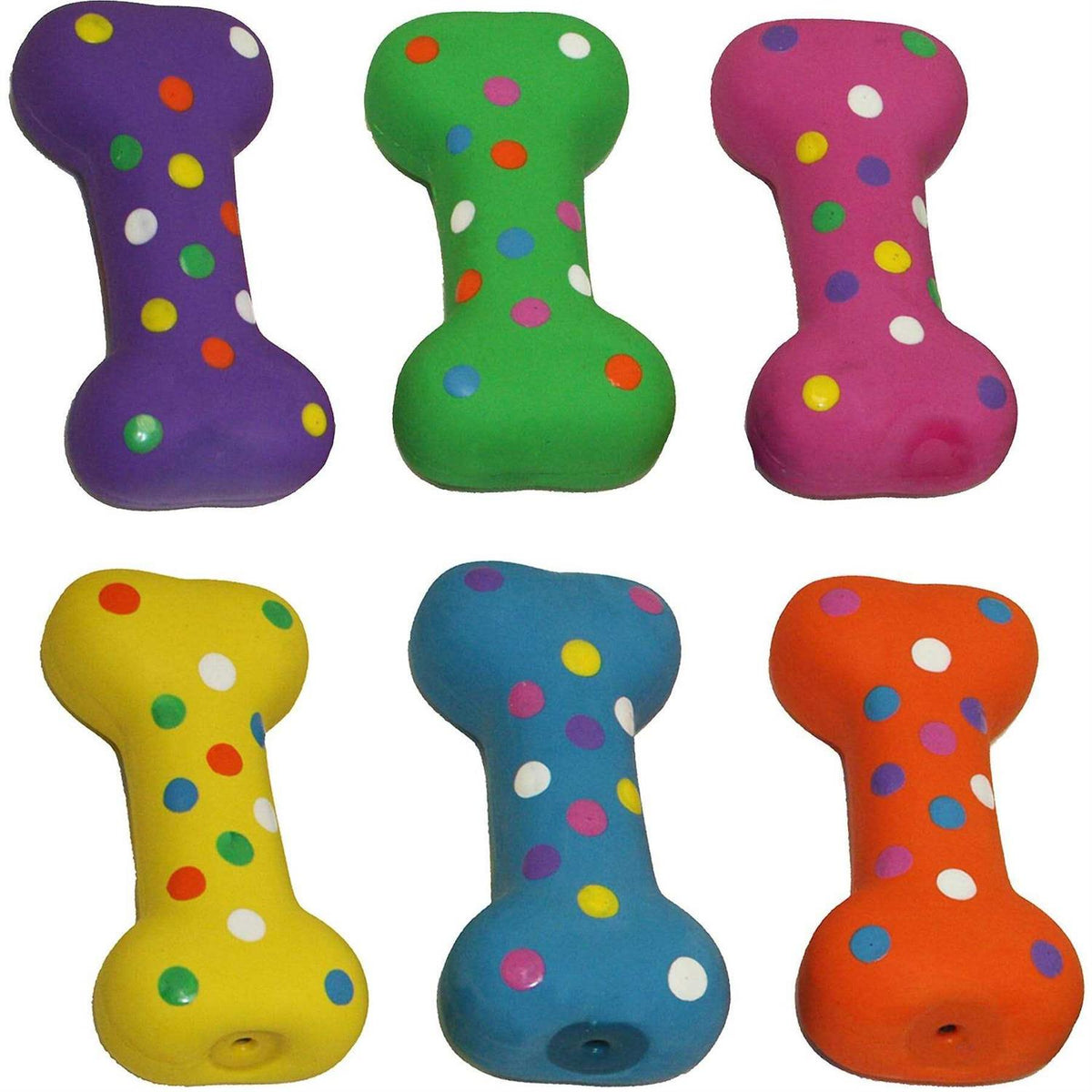 Small Latex Polka-Dot Bone Dog Toy Q53865
