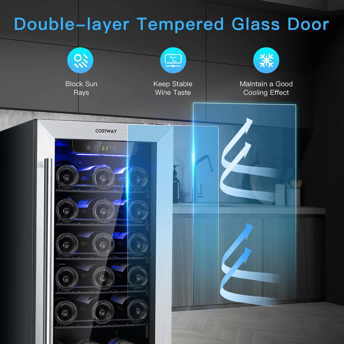 15'' 30-Bottle Wine Beverage Cooler Refrigerator O887400