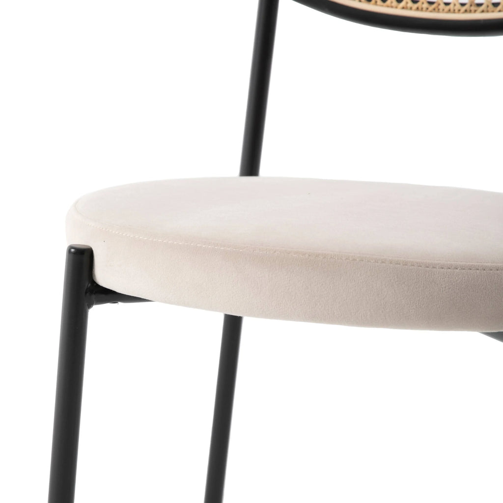 Beige Wicker Dining Chair with Steel Frame J592593