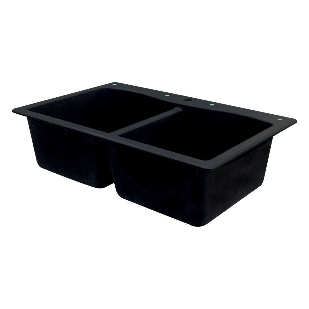White Double-Basin Granite Drop-In 2-Hole Kitchen Sink L222767