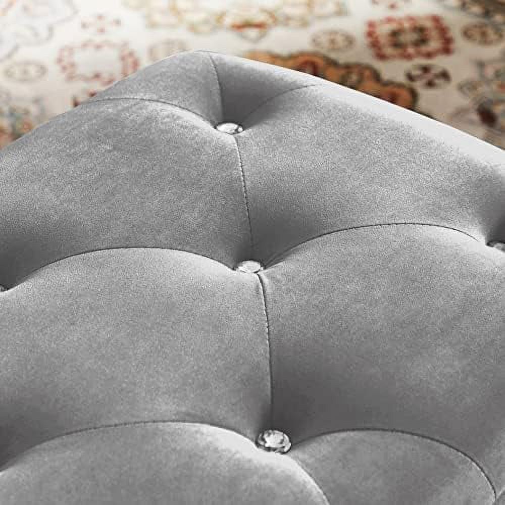 Grey Velvet Ottoman Bench with Flip Top Q544