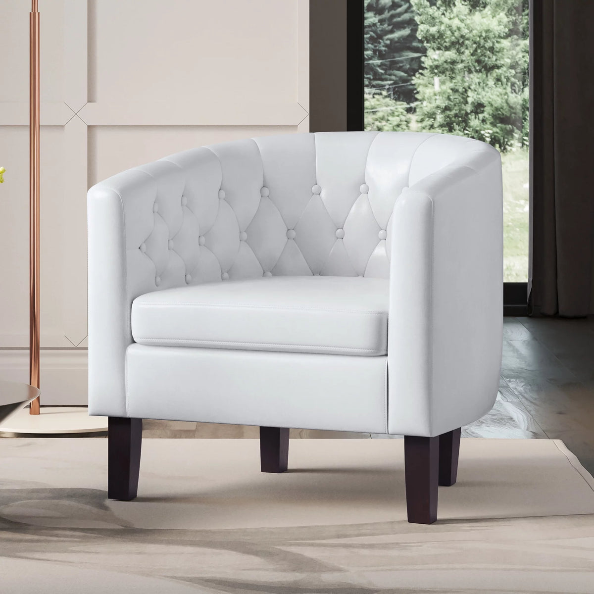 Green Tufted Barrel Accent Chair W9506