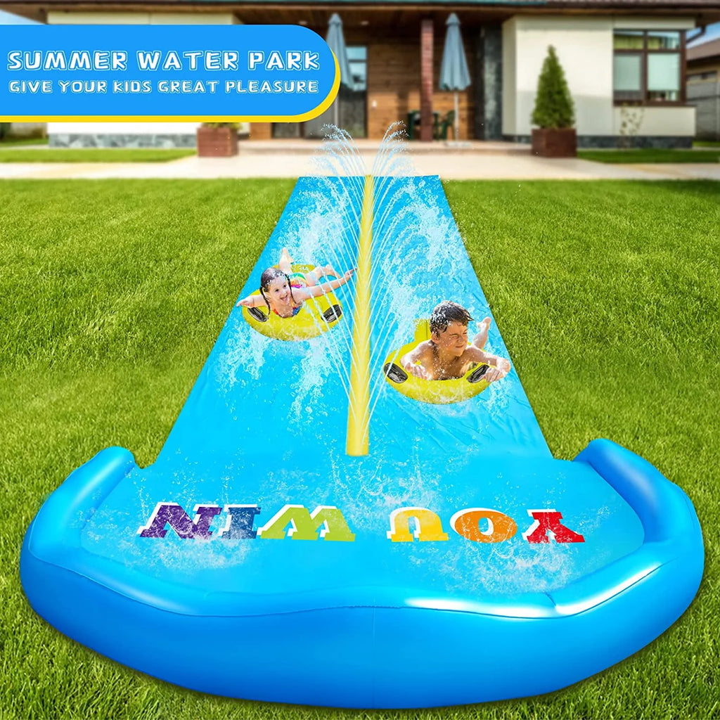 32.8FT Inflatable Water Slide with 2 Racing Lanes S668156