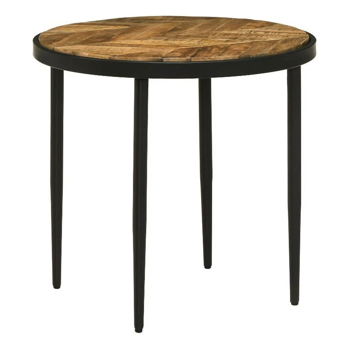 Round Metal Side Table in Natural Mango and Black L8087