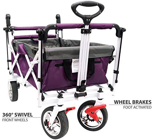 Magenta Push-Pull Folding Wagon with Canopy M6244