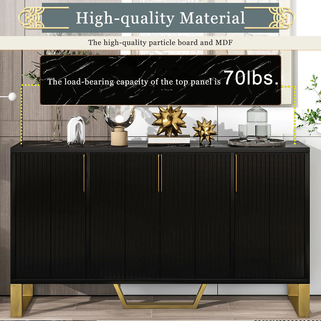 Black Modern Sideboard with Four Doors and Adjustable Shelves R80803