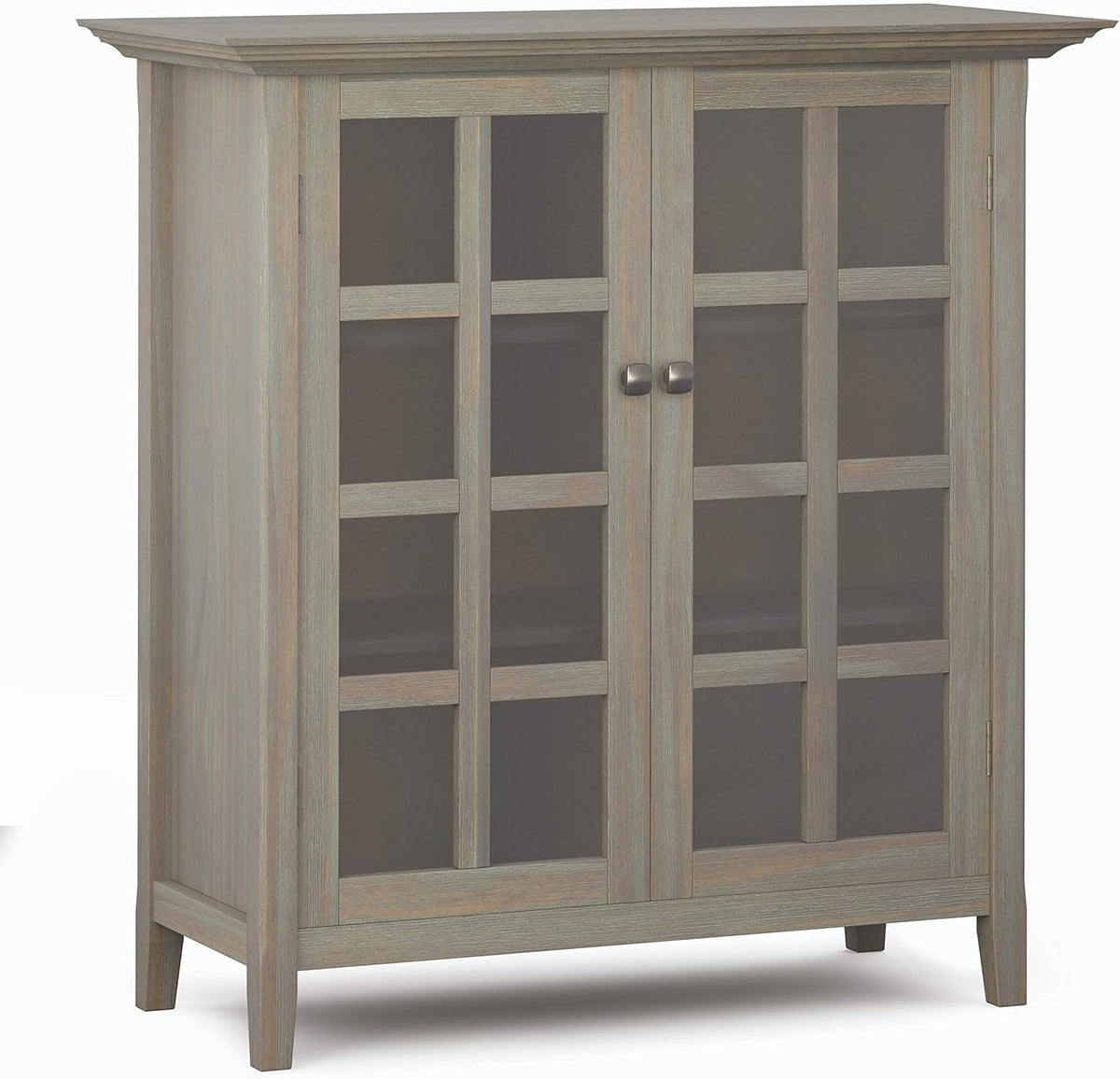 Solid Wood 39 inch Wide Storage Cabinet in Black with 2 Tempered Glass Doors and 4 Adjustable Shelves B260858