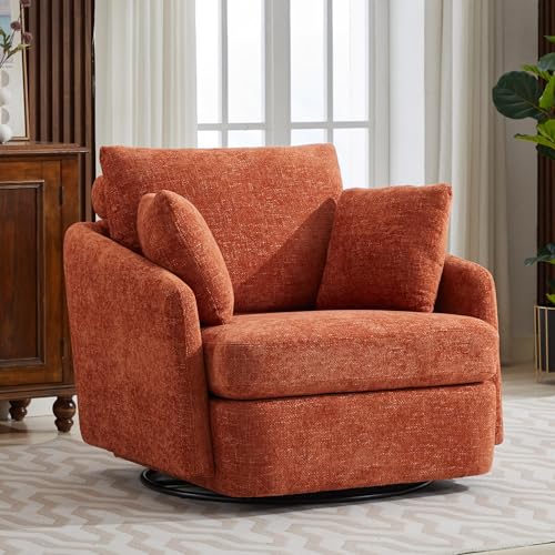 Oversized Swivel Accent Chair with Ottoman, Corduroy, Gray O86421