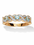 18k Yellow Gold-Plated Sterling Silver Ring with Blue Topaz and Diamond Accent X8067