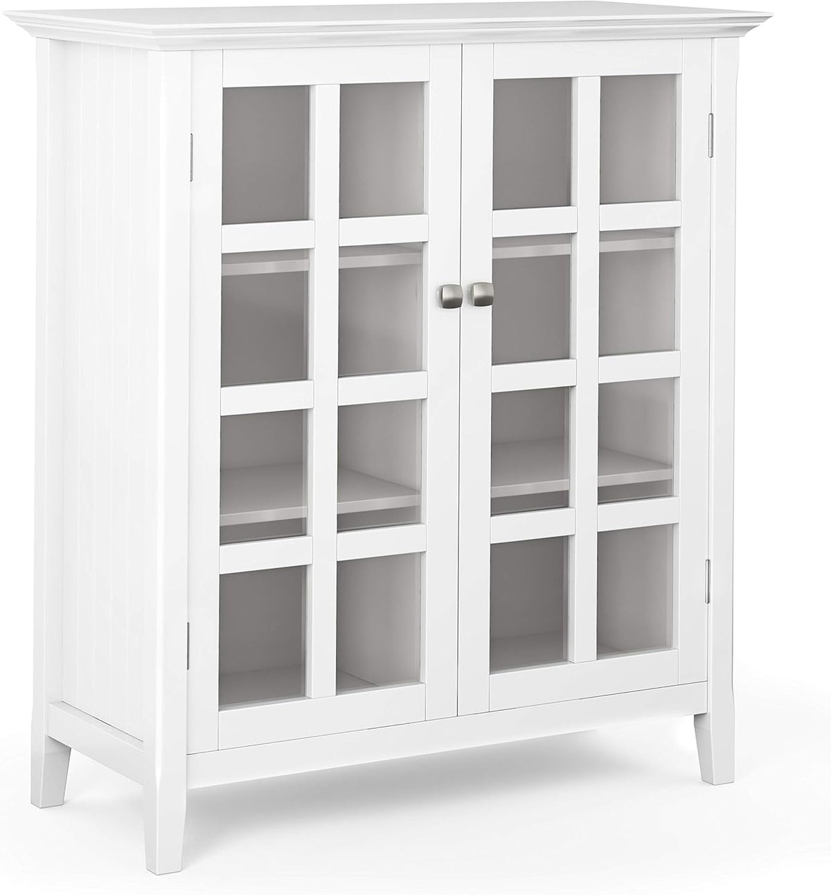 Solid Wood 39 inch Wide Storage Cabinet in Black with 2 Tempered Glass Doors and 4 Adjustable Shelves B260858