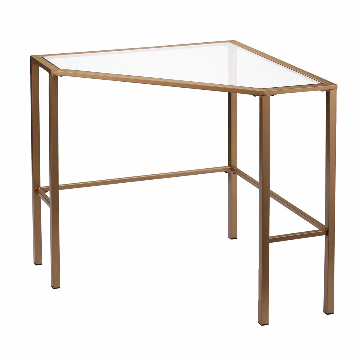 Soft Gold Metal & Glass Corner Desk Q176739