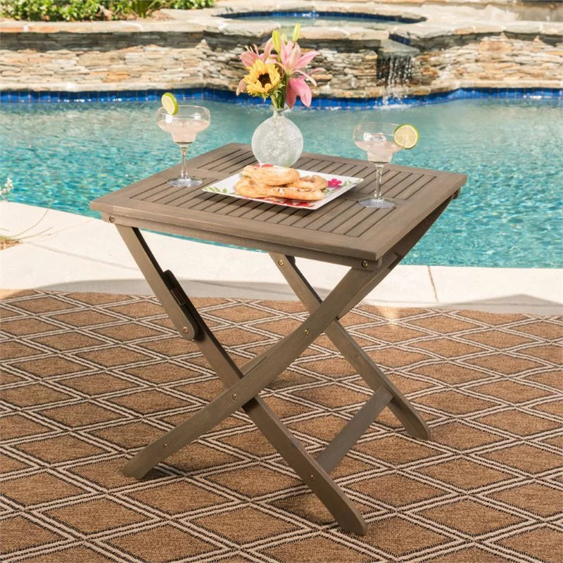Gray Wooden Foldable Patio Dining Table K5628