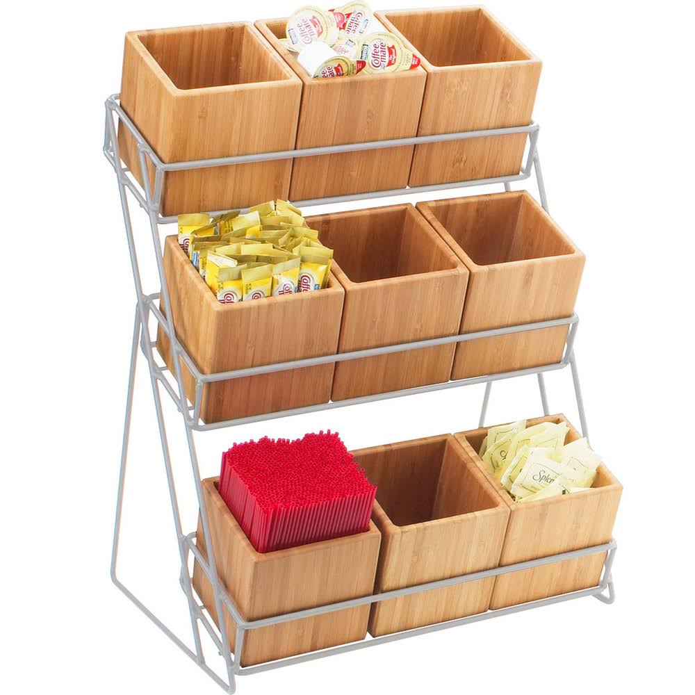 9 Compartment Jar Holder, Silver/Bamboo D84063