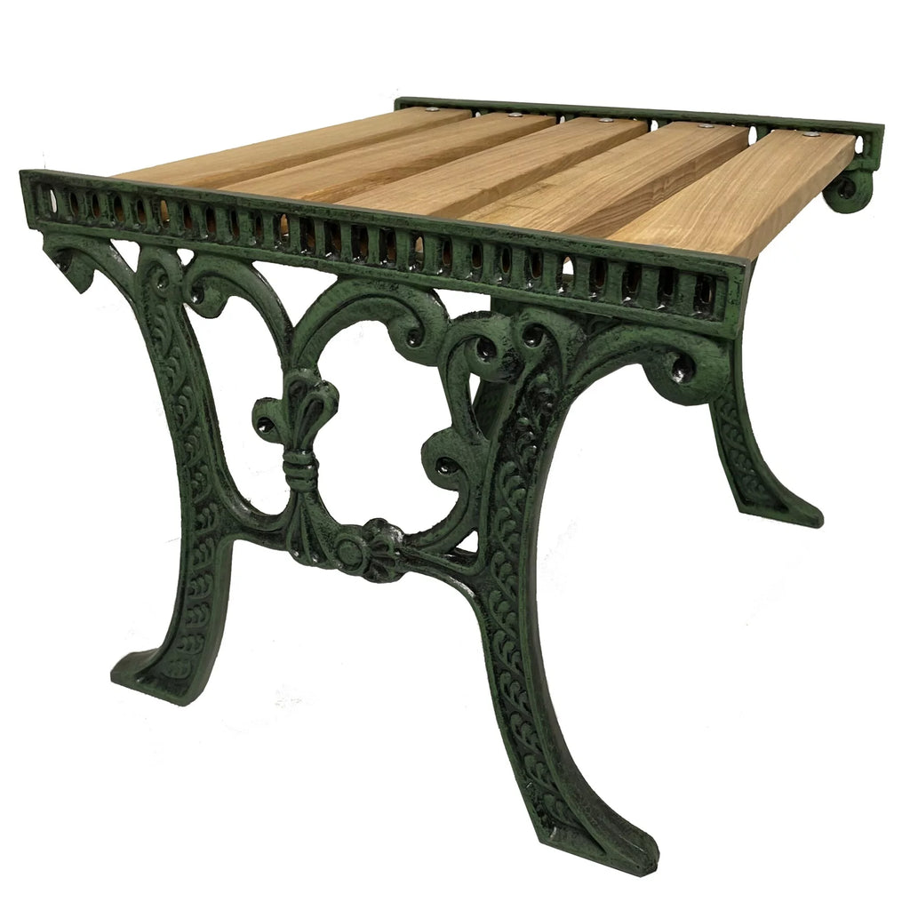 Antique Green Cast Aluminum and Wood Rectangular End Table P467887