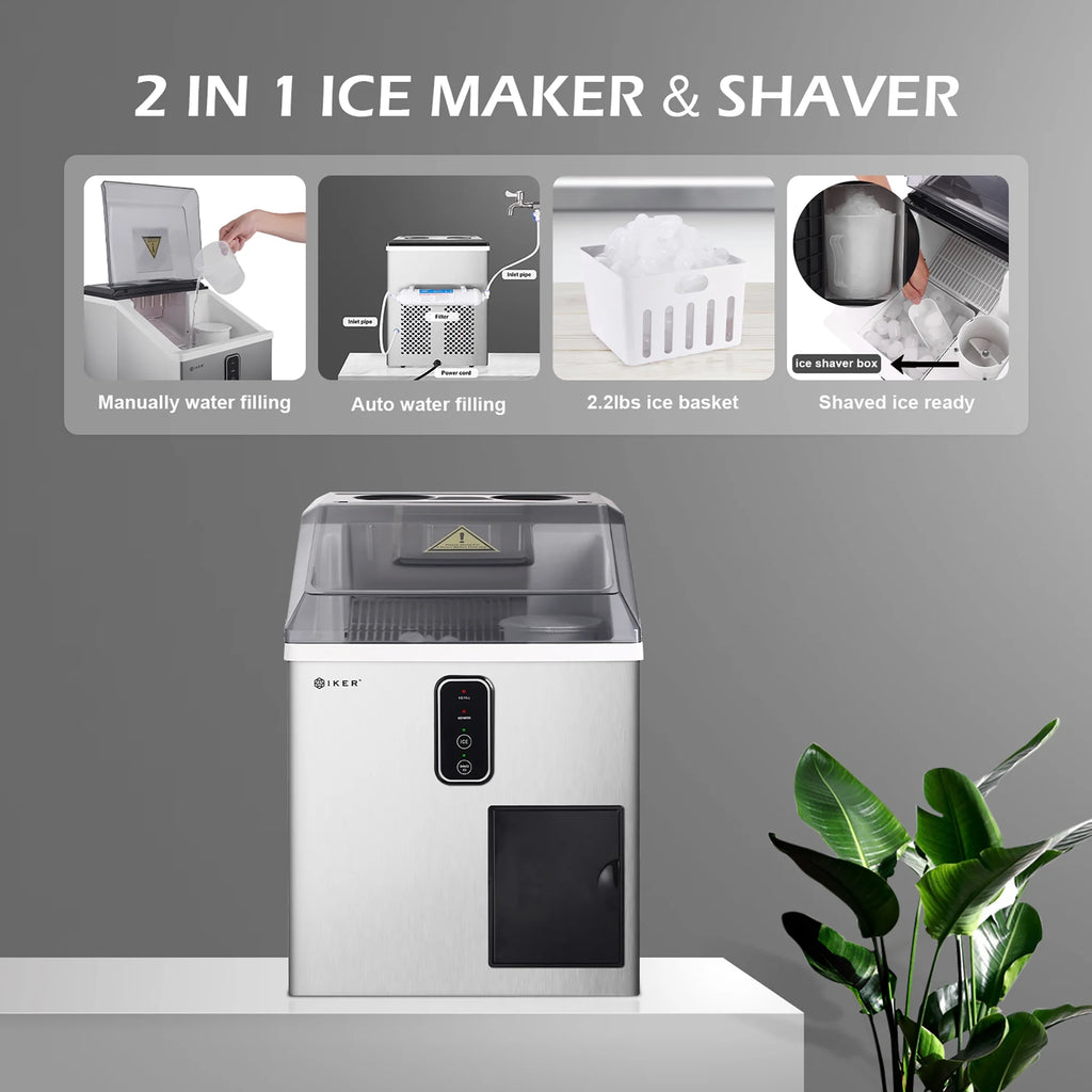 Countertop Ice Maker and Ice Shaver Machine 33lb/24H K187